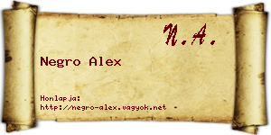 Negro Alex névjegykártya